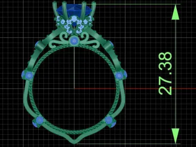 Solitaire ring 3D print model 34