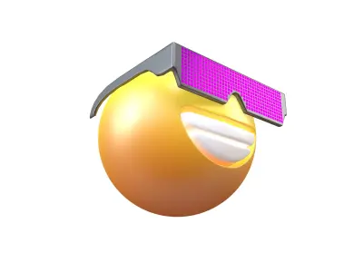 Beaming Face With Future Technology Glasses v2 003 Low-poly 3D model