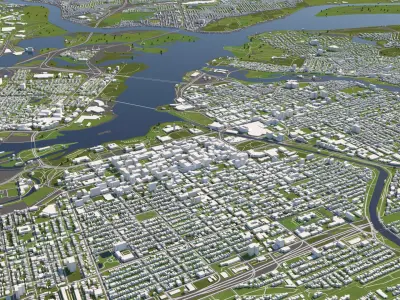 Ottawa Canada 50x50km 3D City Map 3D model