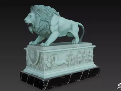 Lion Statue V16 Low-poly 3D model