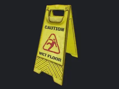 Wet Floor Sign Low-poly 3D model