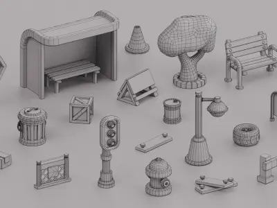 City Assets  Low-poly 3D model