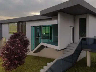 G2 HOUSE Modern beach house villa  with interior and landscape 3D model
