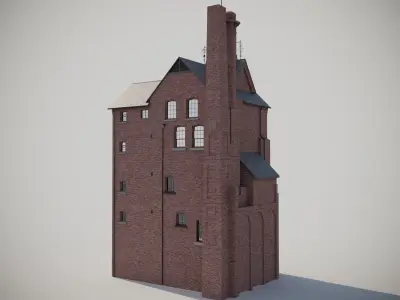 Brick english old building - Brick with Bercon Tile 3D model
