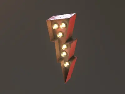 Lightning Bolt Rusted Sign Low-poly 3D model