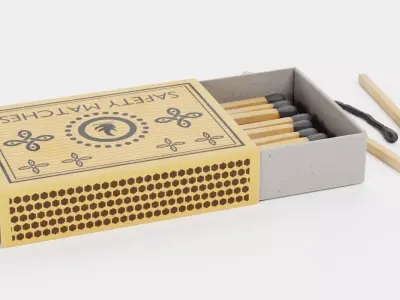 Matchbox with Matches V1 - Unlit and Burned - Custom Design 3D model