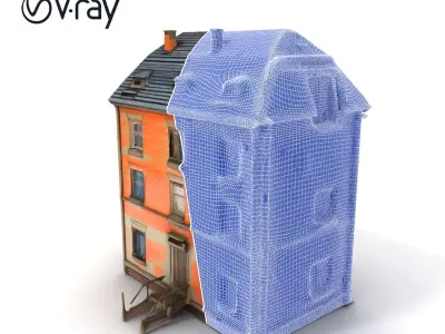 Abandoned Brick House Model Pack with Detailed Textures Low-poly 3D model