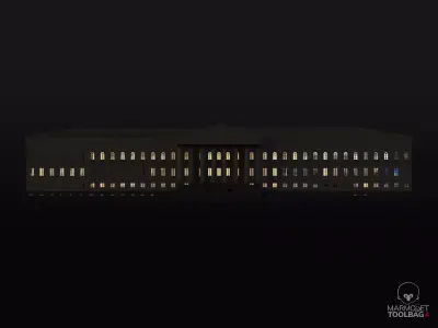 University building Day and Night Low-poly 3D model