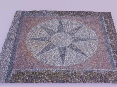 Pebble stone mosaic sidewalk raw scan 3D model