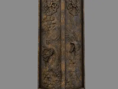 pillar 6 ornate with carvings Low-poly 3D model