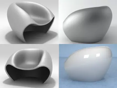 L four different chairs 3D model