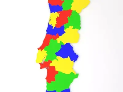 Map of Portugal Low-poly 3D model