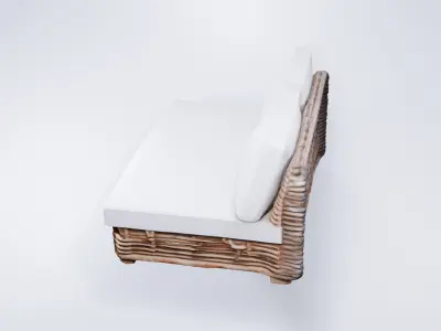Stylized Low Poly Garden Loveseat  Outdoor 2-Seat Couch Model 3D model