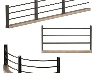 Metal fence street fencing 3D model