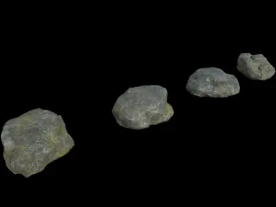 Rockset01 four rocks Low-poly 3D model