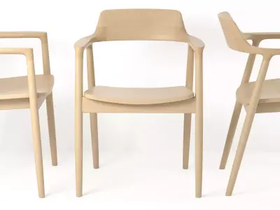 Hiroshima wooden chair with cushion 3D model