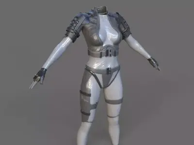 Sci-fi female suit Low-poly 3D model