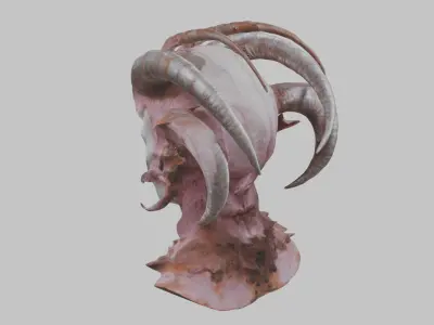 Fantasy Alien Head Bust Low-poly 3D model