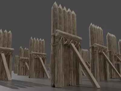 Wooden Palisade Pack JFG V2  Low-poly 3D model
