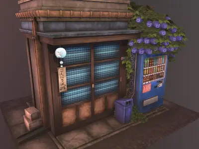 alleyway shop Low-poly 3D model