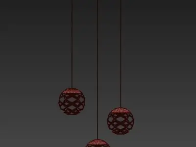 Kelly Cluster Sphere Pendant Light  3 Lights 3D model