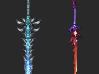 Fantasy 3D Sword Collection Low-poly 3D model
