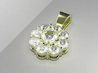 diamond flower pendant Free 3D print model