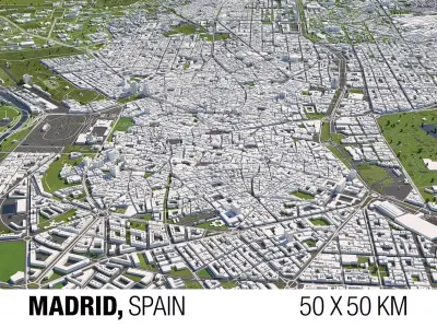 Madrid 50x50km 3D City Map 3D model