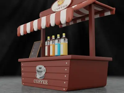 The Street Coffee Shop Low-poly 3D model