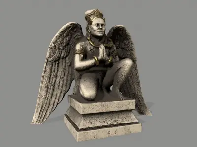 Angel egyptian statue with wings Low-poly 3D model buy