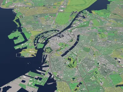 Copenhagen Denmark 25x25km 3D City Map 3D model