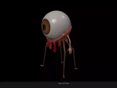 Low Poly Stylized Eyeball Monster - Horror Fantasy Creature PBR Low-poly 3D model