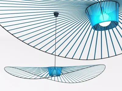 Vertigo hanging lamp made of metal and wood 3D model