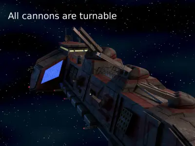 Space battleship Gramr Low-poly 3D model