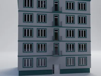Apartment building 3D model 16
