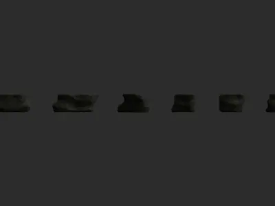 Short Flat Rocks - Cave 2 Low-poly 3D model