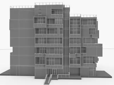 Modern Apartment Building 01 Low-poly 3D model