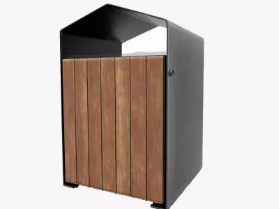 Modern Timber Street bin Vol 03 Game Ready PBR Low-poly 3Dmodel Low-poly 3D model