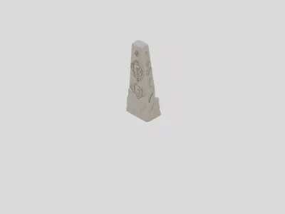 Ancient Fantasy Stone Boundary Marker for 3D print Low-poly 3D model
