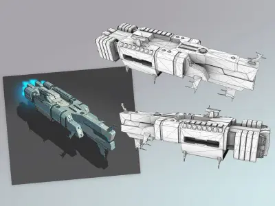 Spaces Ship Transport Low-poly 3D model