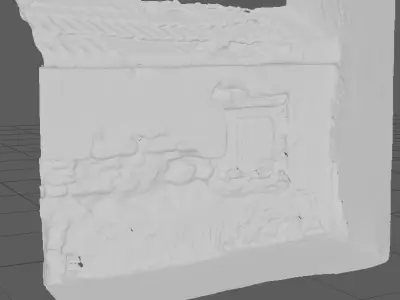 Concrete wall made of stones having roof tiles on top 3D model