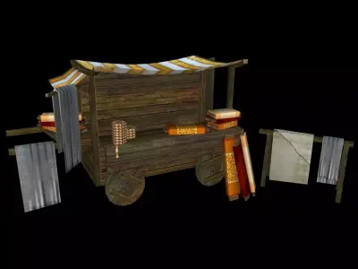 Medieval Cloth Shop Low-poly 3D model