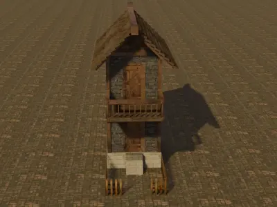 Medieval house Free low-poly 3D model 13