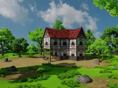 Medieval House With Environment Low-poly 3D model