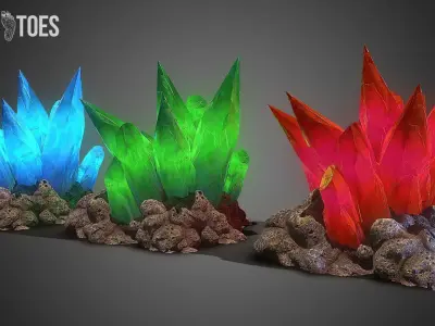 3D Cave Crystal Gemstones - Game Ready Low-poly 3D model