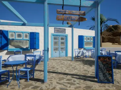 Greek Tavern modular Low-poly 3D model