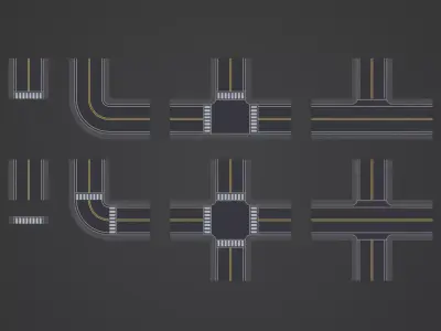Modular Streets Low-poly 3D model