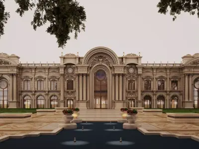 Luxurious classical palaces  mansions opera houses Low-poly 3D model