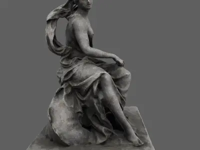 statue of woman on rock 3D model