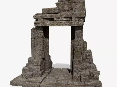 old door Low-poly 3D model 6